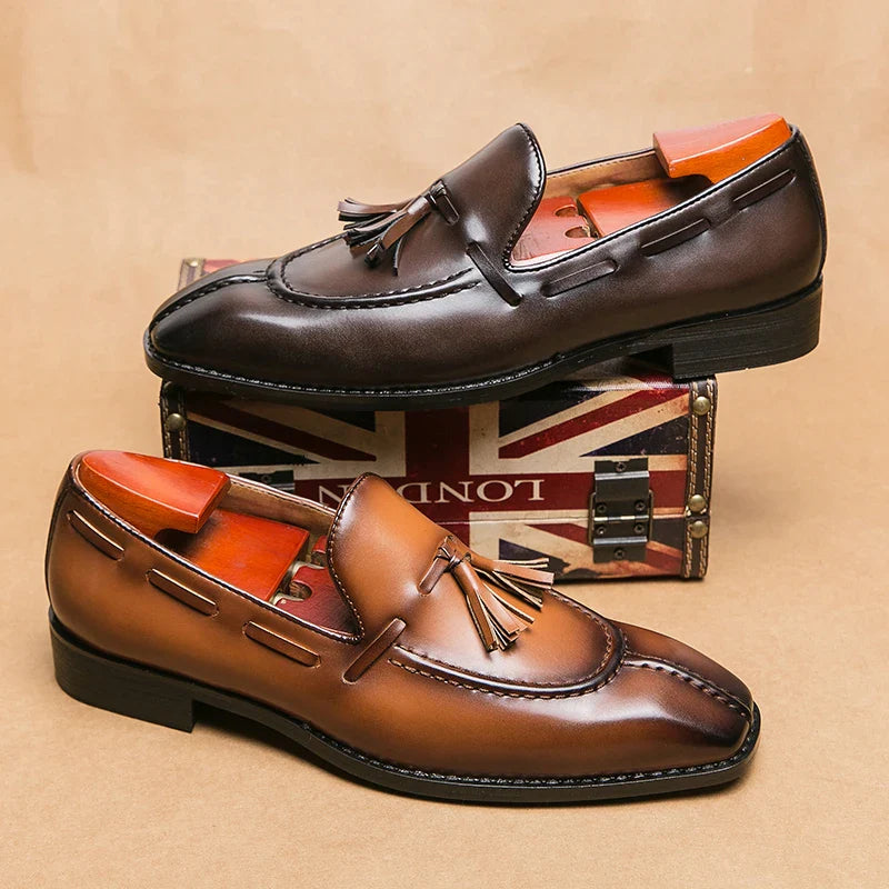 Fashion Shoe Office Shoes for Men Casual Shoes Breathable Leather Loafers Mens Driving Moccasins Comfortable Slip on 2023 Brown