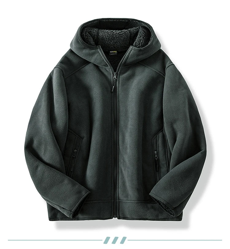 2024 Autumn/Winter New Men's Fleece Jacket With Thickened And Plush Youth Hoodie Jacket Casual Fashion Jacket Cotton Jacket