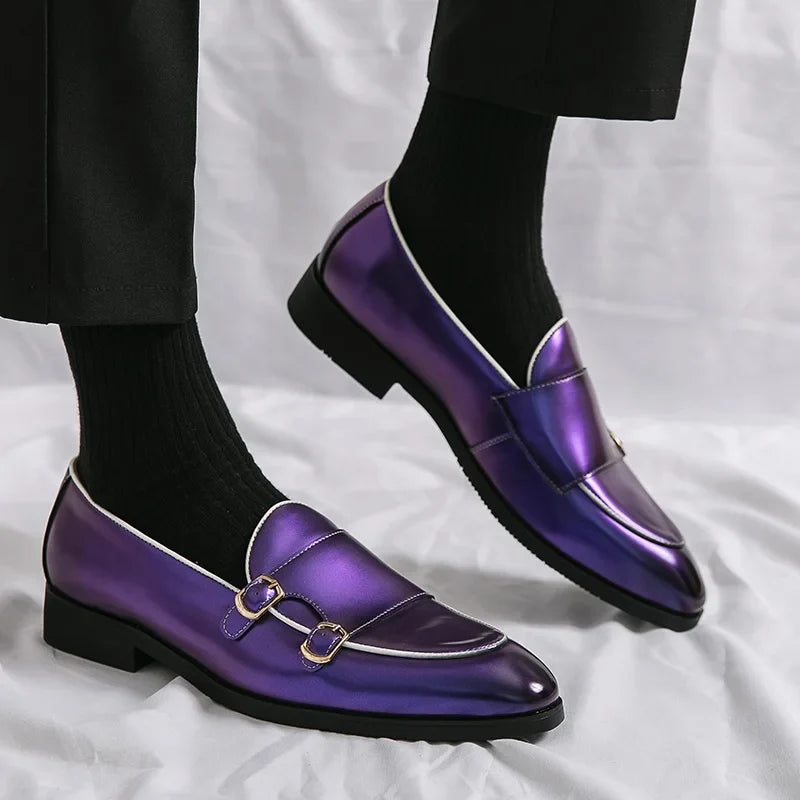 Men's Pointed Toe Formal Shoes – Purple Office Dress Shoes for Business & Events