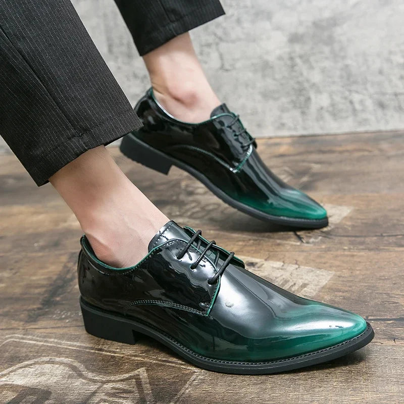 Men's Patent Leather Oxford Shoes with Mirror Finish – Formal Dress Shoes EU 40–48