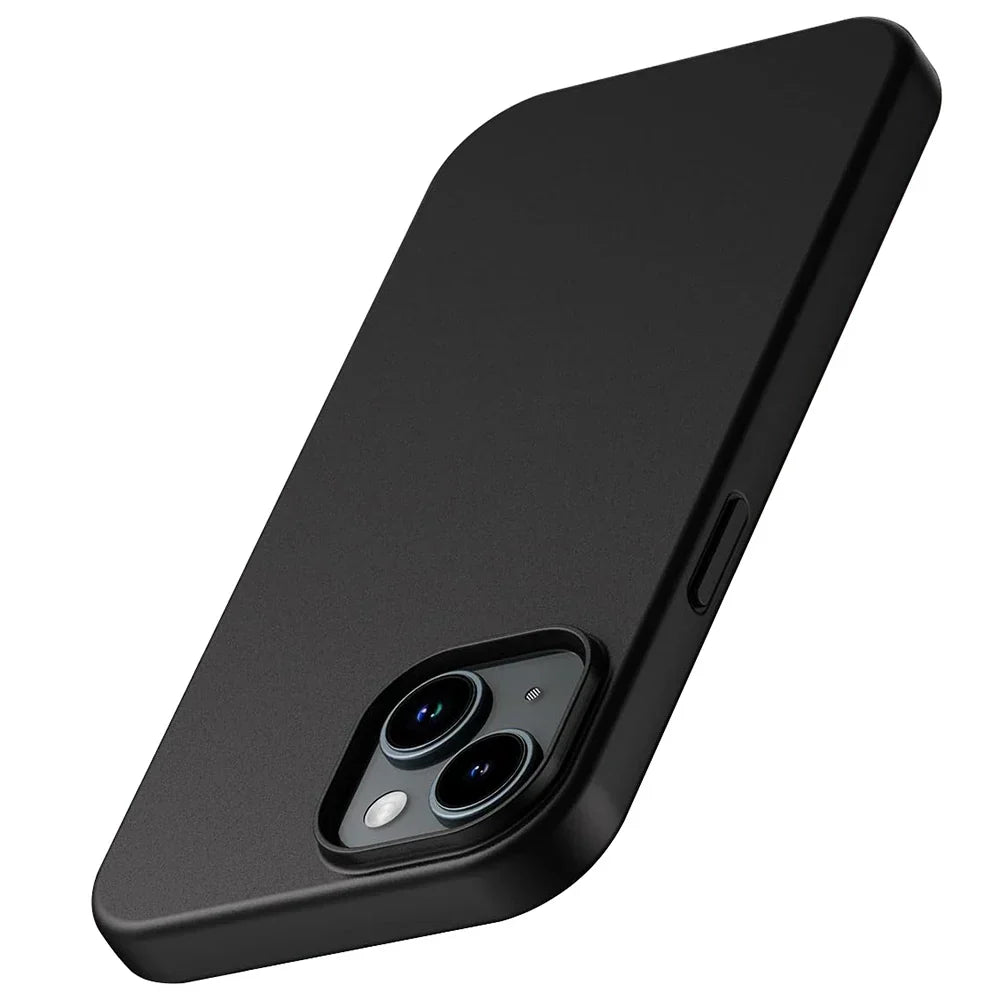Ultra Thin Matte Silicone Soft TPU Case For iPhone 16 15 14 Plus 13 12 Mini 11 Pro XS Max X XR SE 2 3 7 8 Plus Solid Black Cover