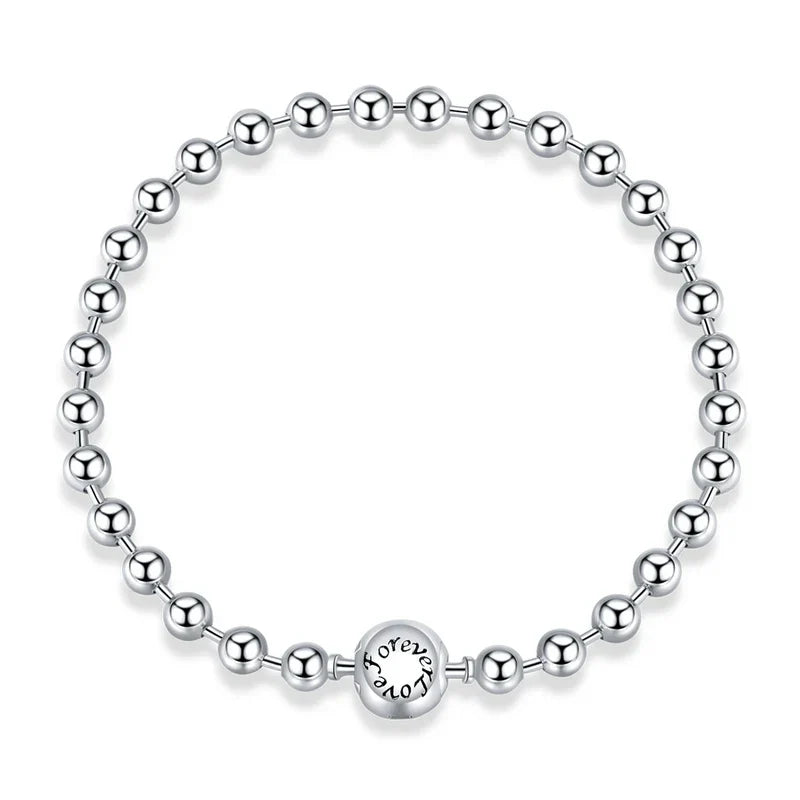 Silver Bead Chain Bracelet 925 Sterling Silver Simple Love Chain Women Fashion Basic Bracelets SCB203