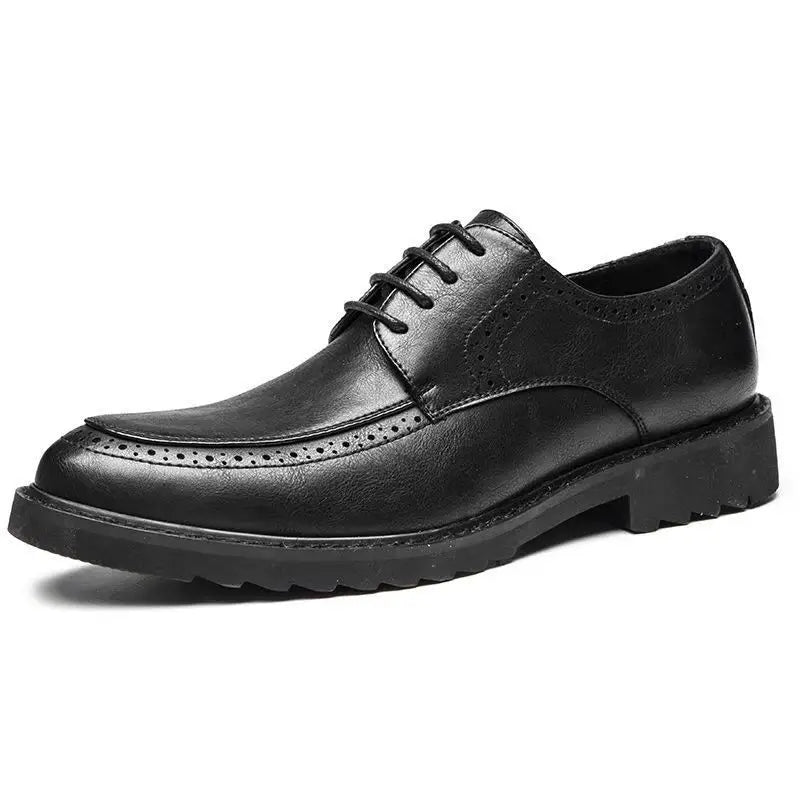 New Lace Designer Black Dress Shoes for Men Spring Autumn Fashion Business Casual Shoes Male Soft Sole Retro Leather Shoe Man