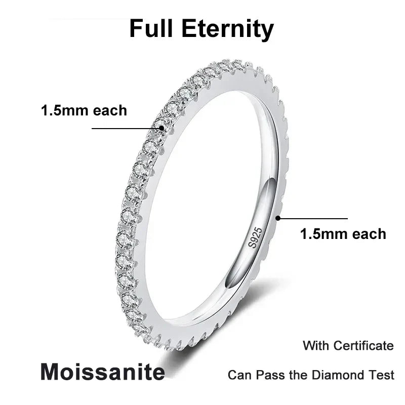 خاتم Moissanite كامل من NeeTim للنساء مجوهرات الزفاف من الفضة الإسترليني عيار 925 مطلية بالذهب الأبيض خواتم خطوبة ألماس