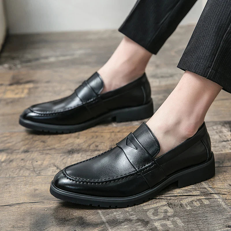 Mens Casual Leather Breathable Business Designer Brand Office Loafers Formal Classic Smile Footwear Dress Shoes for Men Flats 48