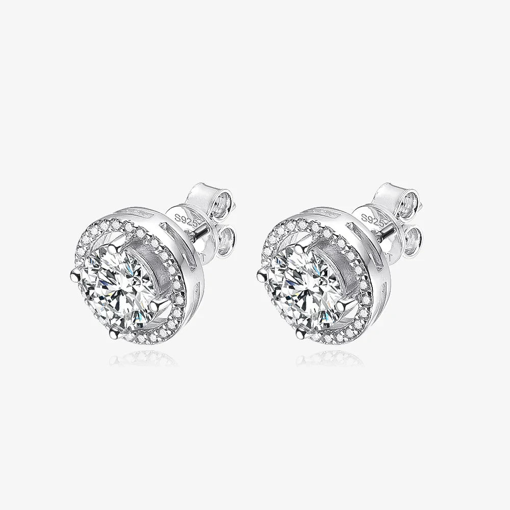 Trendy 1-4CT Full Moissanite Stud Earrings For Women Party Bridal Fine Jewelry S925 Sterling Silver Diamond Earring