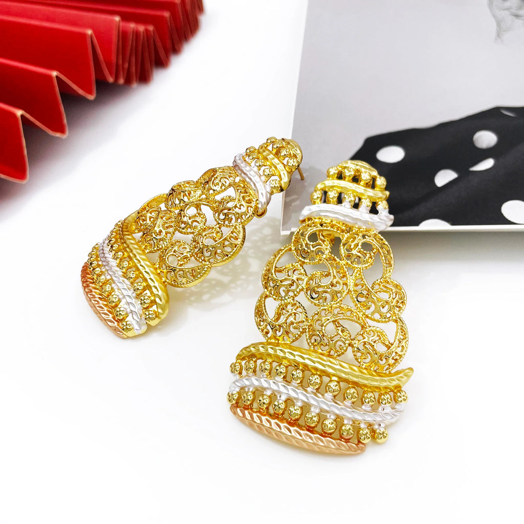Women Jewelry Set Classic Design Tricolor Necklace Earrings Bangle And Ring 4PCS Set Jewelry Wedding Party Gift Good Quality