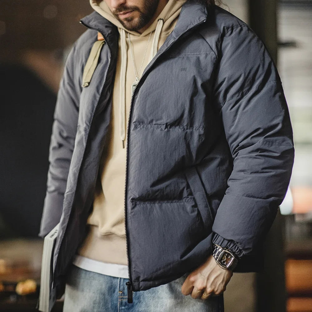 Winter Down Jacket for Men White Duck Down Filling Outdoor 4-Grade Waterproof Stand-up Collar Coat Thickened Warm Jacket