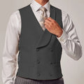 Men Vest Sky Blue Solid Color Double Button With Lapel Waistcoat For Wedding Groom Business Formal Banquet Work Men Suit Vest