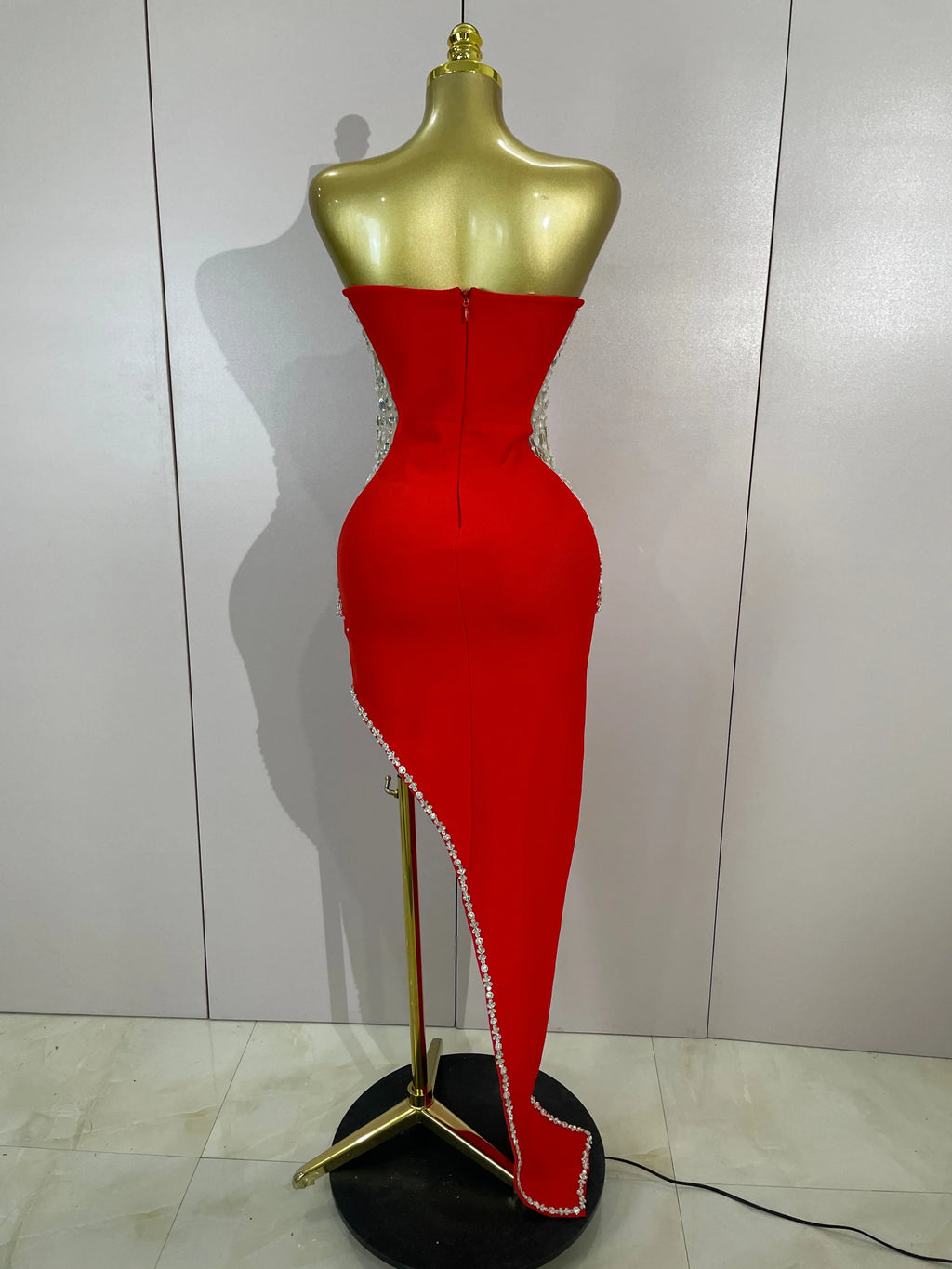 Newest High Quality Sexy Strapless Shinning Rhinestones Bodycon Bandage Long Dress Women Fashion Celebrate Evening Party Vestido