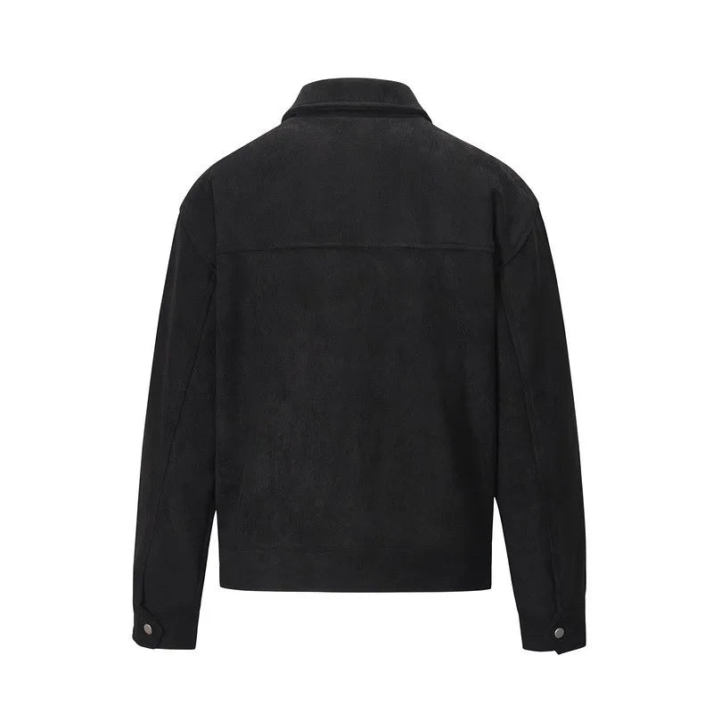Autumn Jackets Oversize Casual Clothes High Street Pockets Laper Zipper Suede Thick Coat Mens Windbreaker Loose