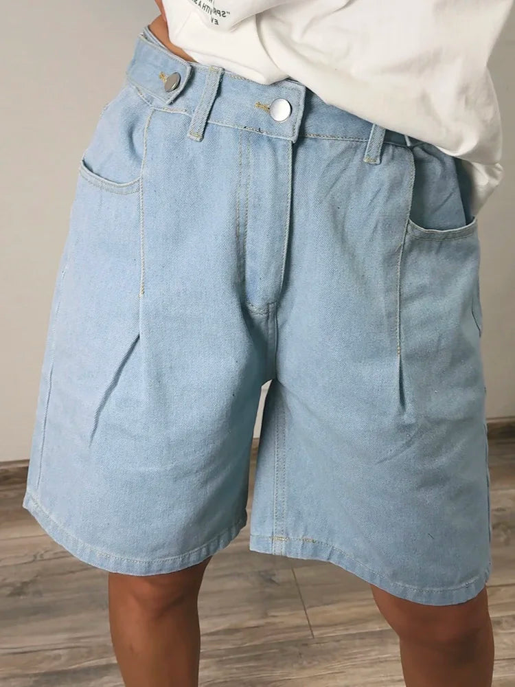 Summer Jean Shorts Women Denim High Waist Black Baggy Short Jeans Summer Pants Women's Bermuda Denim Shorts Wide Leg For Women