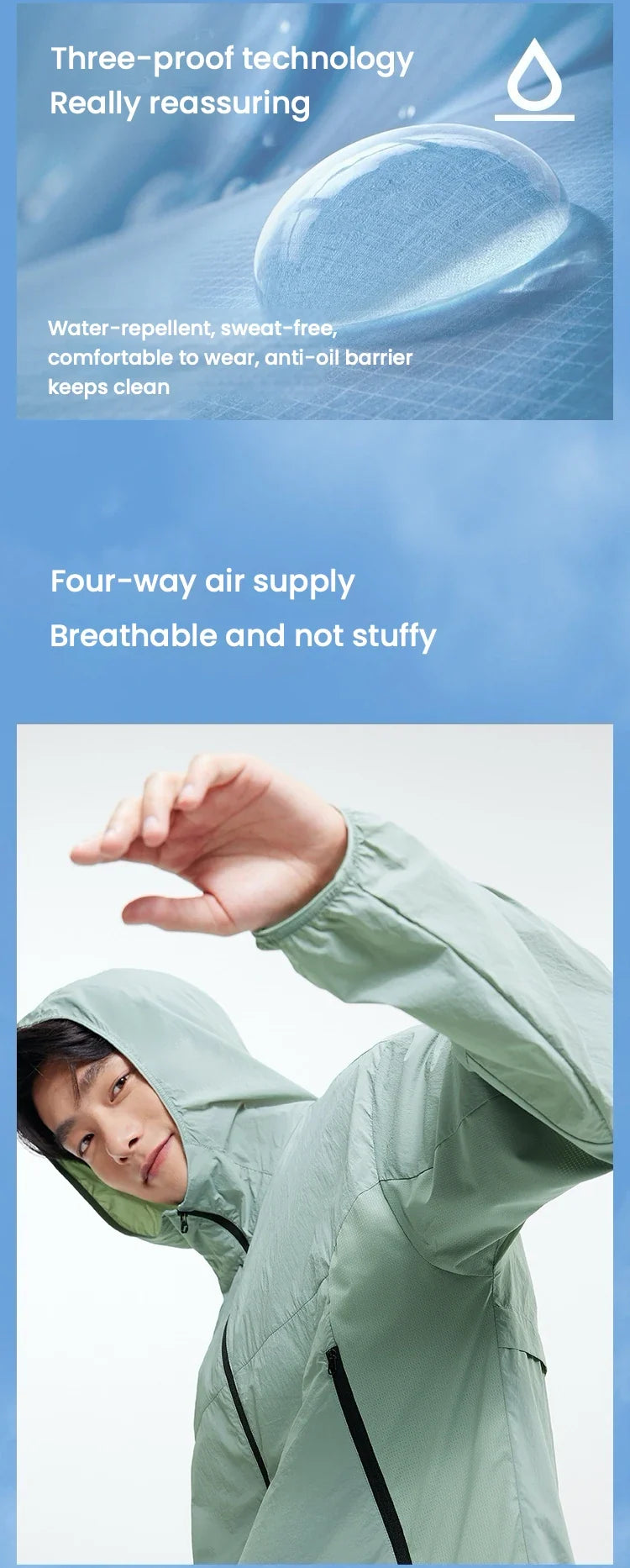 Sun Protection Jacket Men Lightweight Cool Feeling Triple Protection Hooded Top 2025 New Summer Jacket for Outdoor