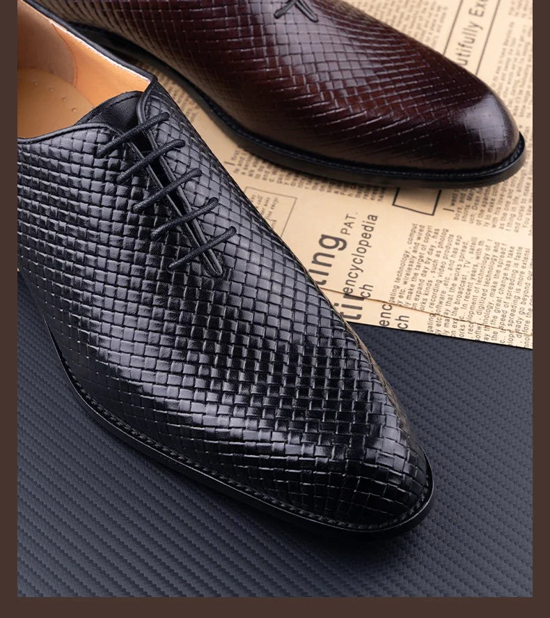 Luxury Genuine Leather Shoes Men Oxford Casual Business Office Shoes Comfortable Formal Lace Up Pointed Toe Dress Wedding Shoes