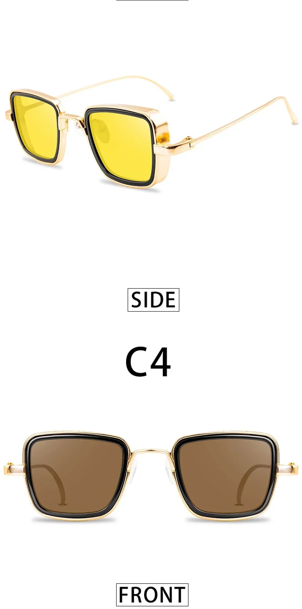 Brand Shades Men Women Sun Glasses UV400 Square Vintage Metal Steampunk Sunglasses