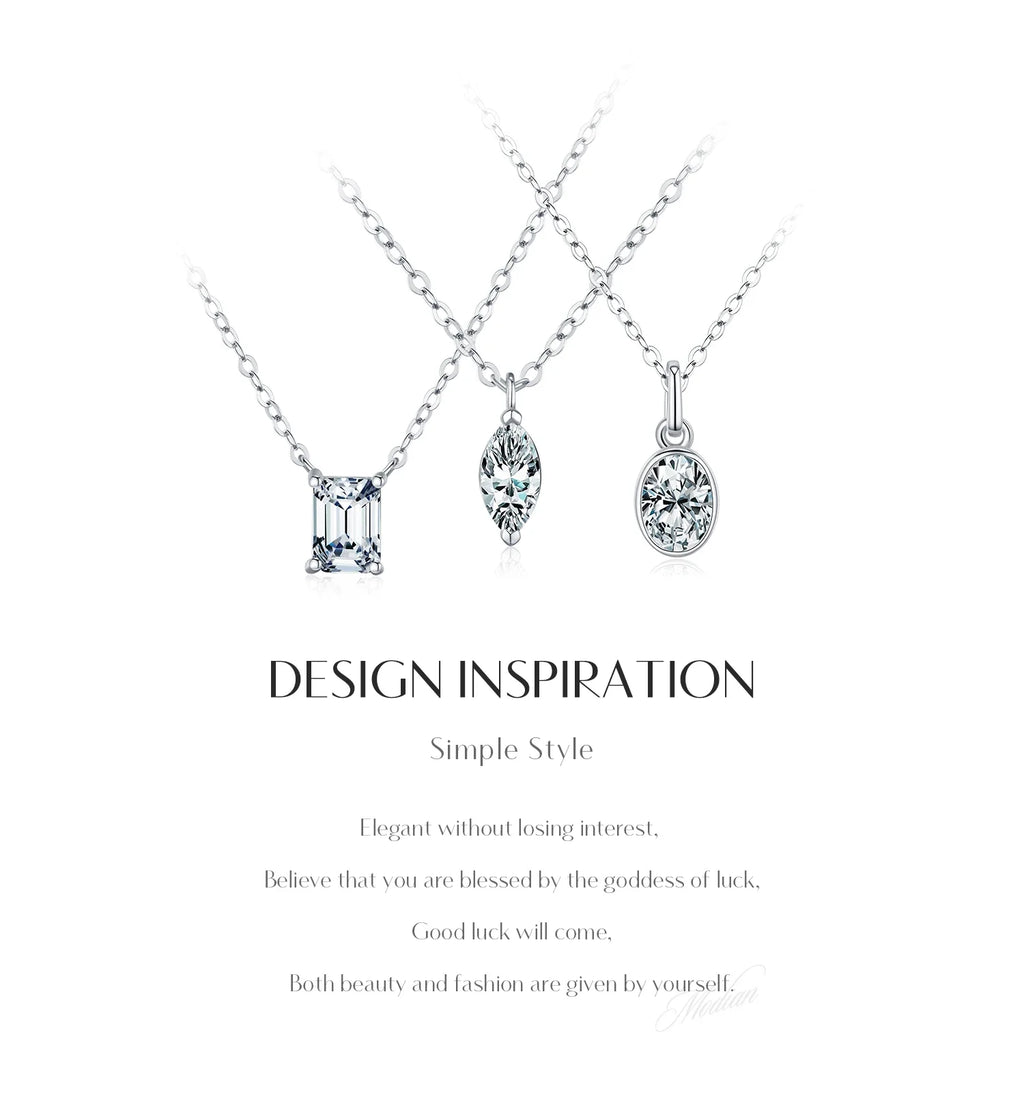 6 Styles D Color Geometric Moissanite Necklaces 925 Sterling Silver Dazzling Pendant Necklace For Women Fine Jewelry