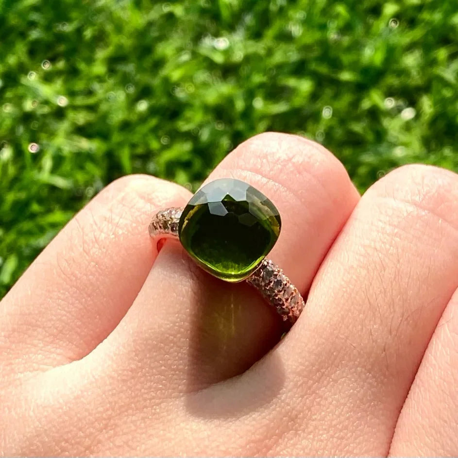 Hot Sale Elegant Candy Color Rose Gold Plated Ring Women Sparkling Zircon Crystal Fashion Jewelry Gift 28 Shades Birthday Gift