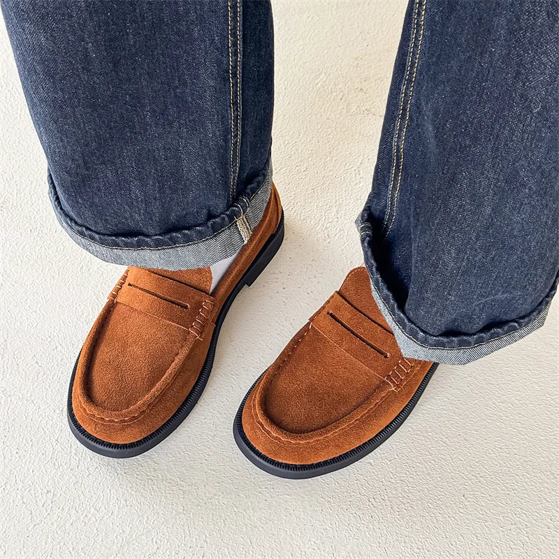Handmade Mens Leather Loafers Non Slip Slip on Walking Flats Breathable Outdoor Casual Shoes for Man Work Office Driving Shoes