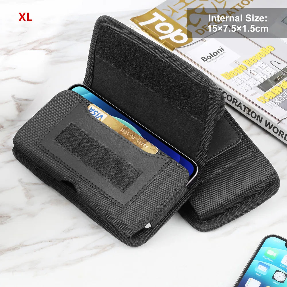 4.7-6.8inch Phone Nylon Pouch Multifunction Cell Phone Belt Clip Carrying Holster Case Waist Bag For iPhone,Samsung ,Smartphones
