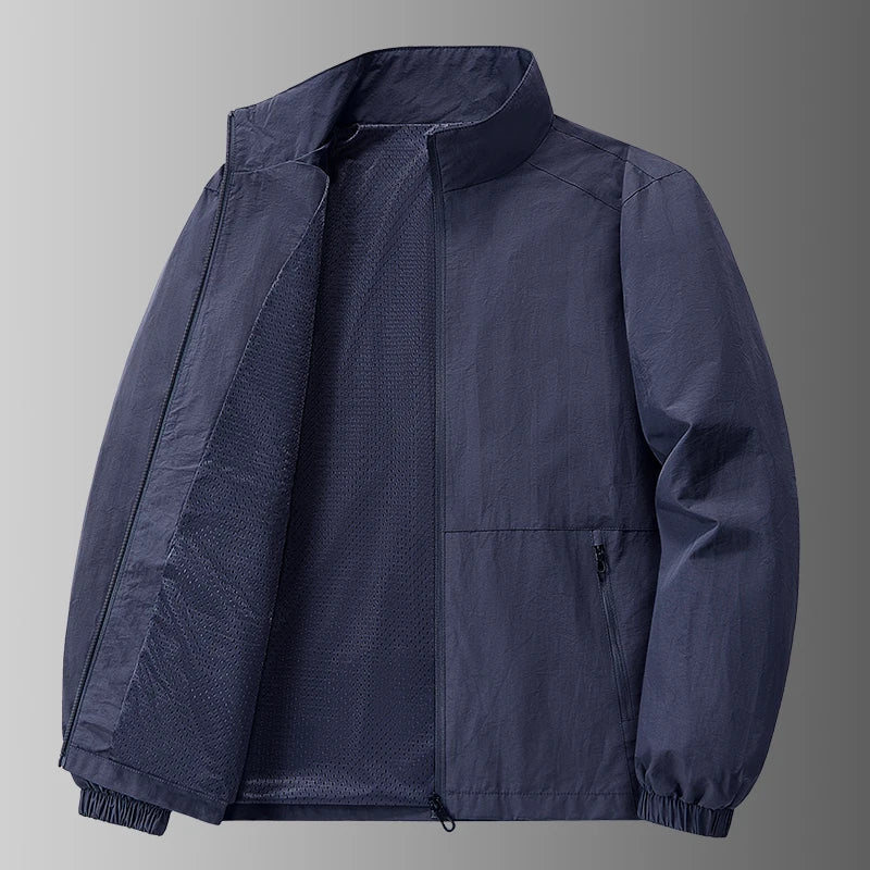 Autumn Breathable New Men's Jackets Outdoor Sports Loose Korean Casual Coat Man Stand Up Collar Classic Solid Color Windbreaker