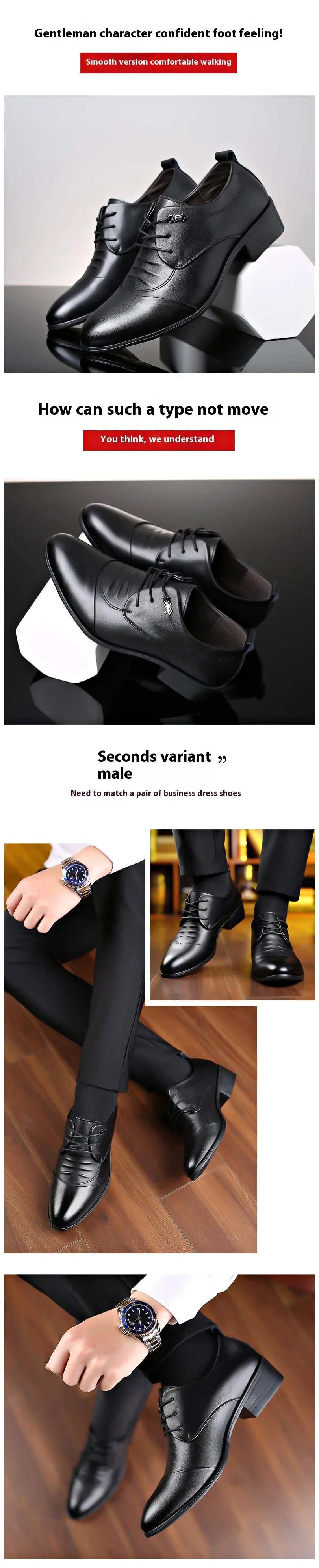 Business Men Oxford Leather Shoes Elevator Man Height Increase Insole 6CM White Black Thick Soled Formal Casual Shoes