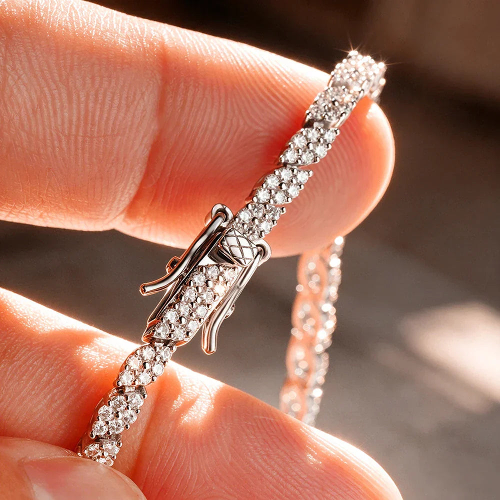 1.2MM Full D Color VVS1 Moissanite Exquisite Bracelet S925 Sterling Silver for Women Wedding Sparkling Party Fine Jewelry