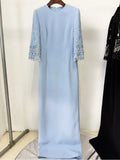 Newest Fashion 2026 S/S Designer Vestido Women's Half Sleeve Stunning Beaded  Long Maxi Dress