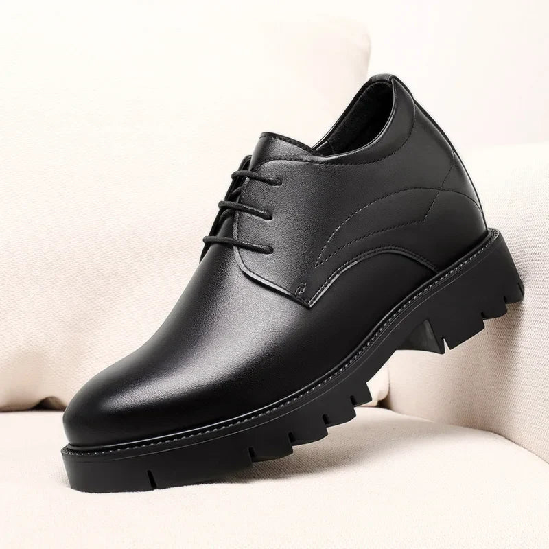 10cm height increasing cowhide men's shoes, fashionable, casual, business office thick soled men's formal shoes