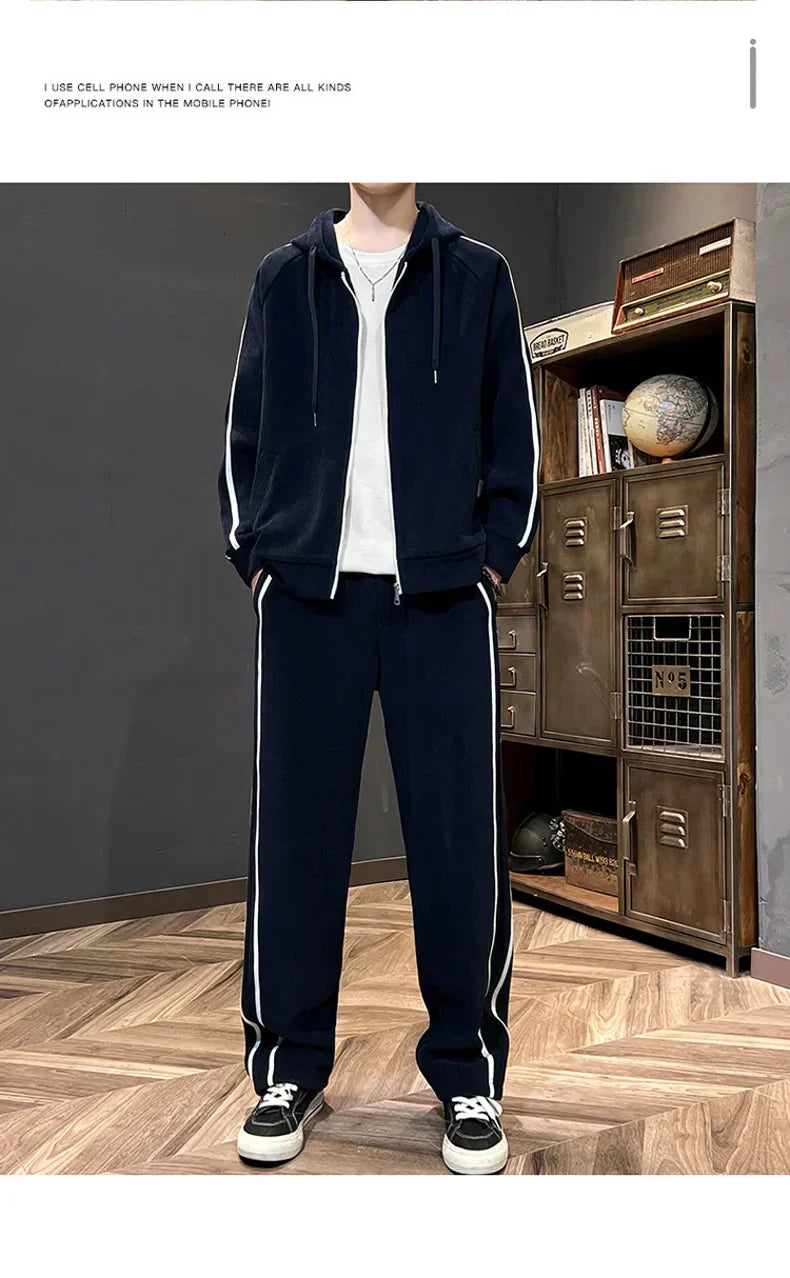Big Size 8xl 7xl Corduroy Men's Tracksuit Set Black Hoodie Pants 2pcs Suits Autumn Winter Jacket Hooded Oversize Sportswear Man
