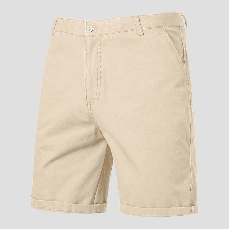 Men Casual Cotton Shorts Golf Dress Shorts Light Weight Sports Casual Knee Shorts Men's Bermuda