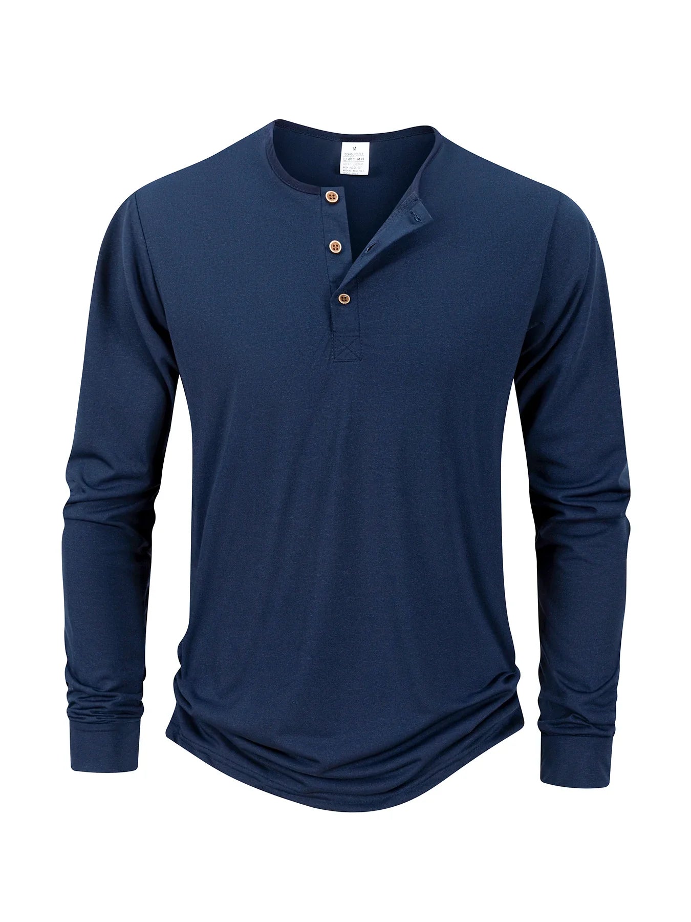 Men's T Shirt Autumn Button Long Sleeve Henley Neck T-Shirt Solid Color Casual Breathable Versatile Tops Fashion Slim T-Shirts