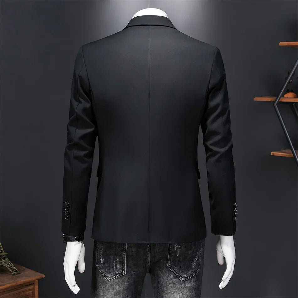 15-color boutique fashion suit 6XL men's slim groom wedding suit jacket business office suit casual solid color suit jacket