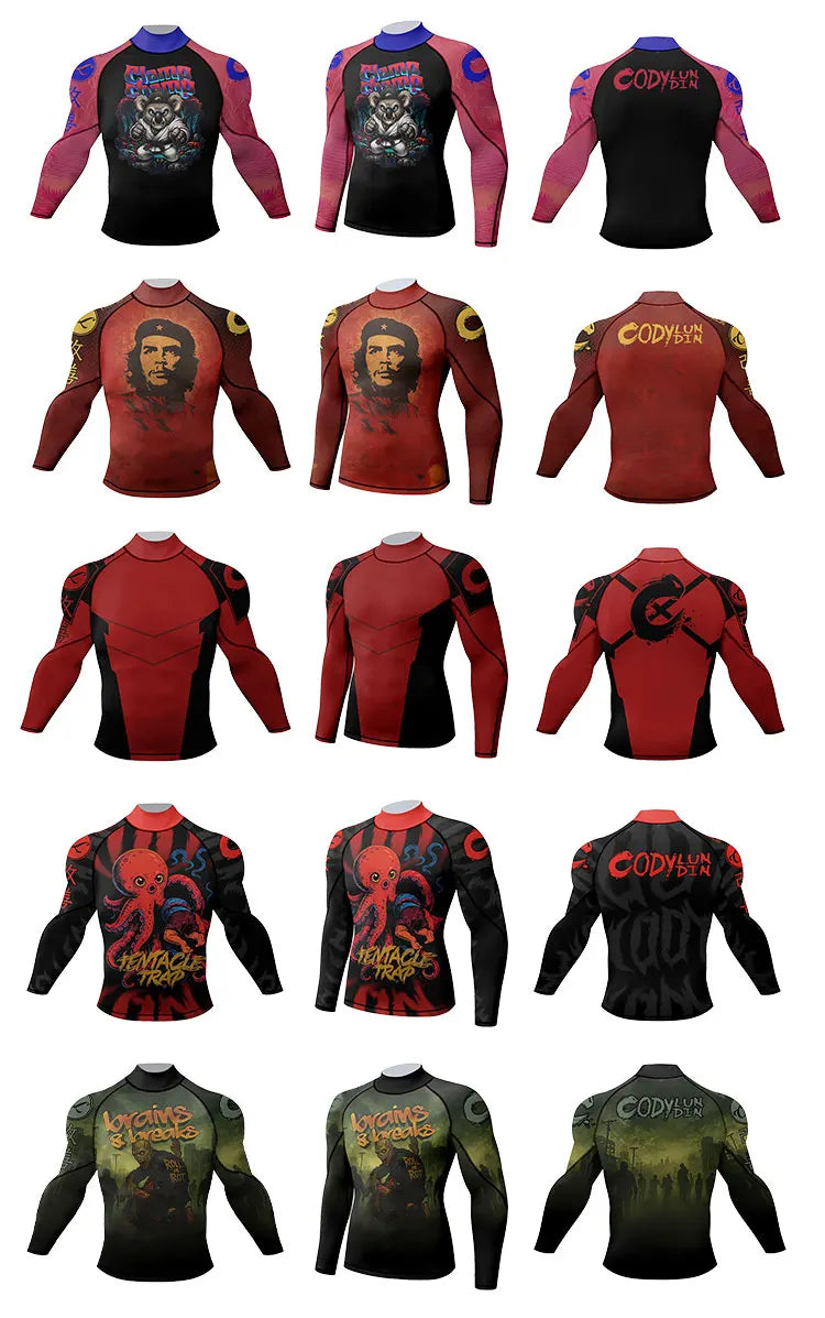 Wrestling Compression T Shirt Men Full Subliamtion Brazilian Jiu-Jitsu MMA Shor Sleeve Rashguard With Anti Rubber