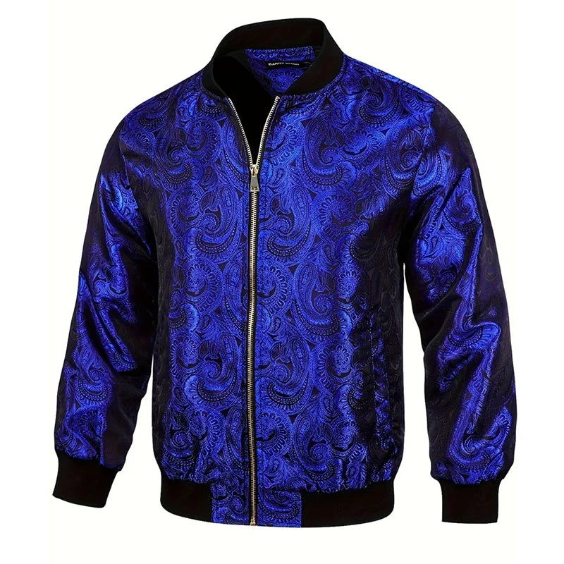 Gold Paisley Jacket Men's Clothing 3D Printed Colorful Long Sleeve Zipper Jackets Luxury Graphic Street Trend Autumn Bomber Coat