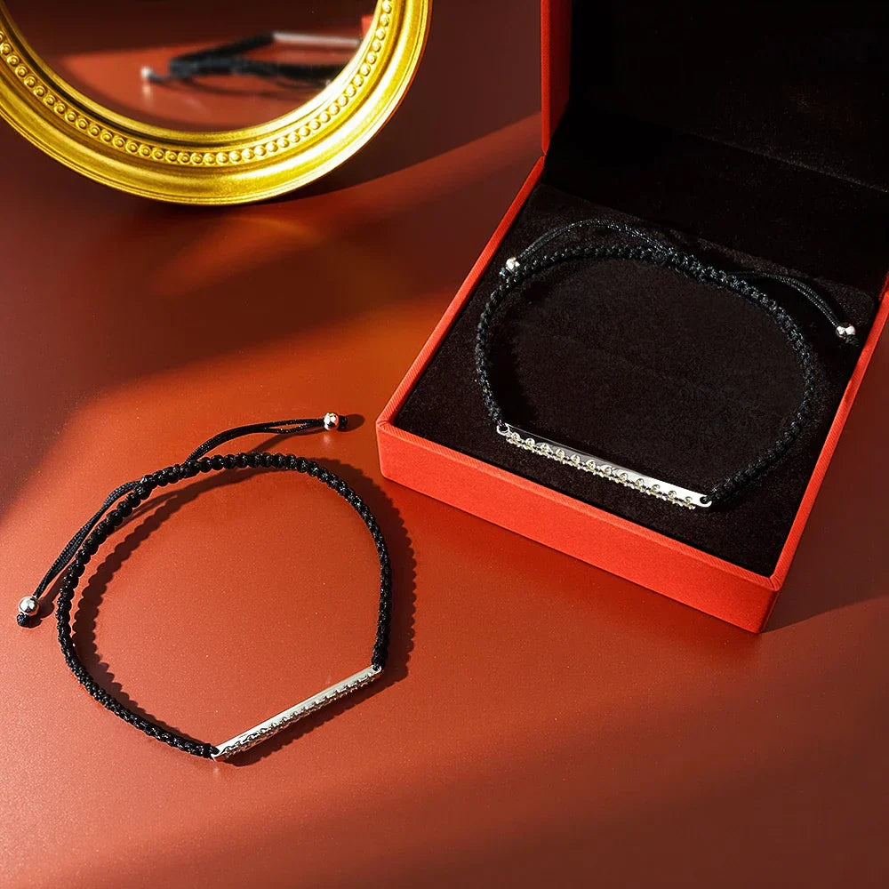 2/3mm Full Moissanite Bracelet for Women S925 Silver Lab Diamond Adjustable Braided Rope Chain Party Fine Jewelry Gift