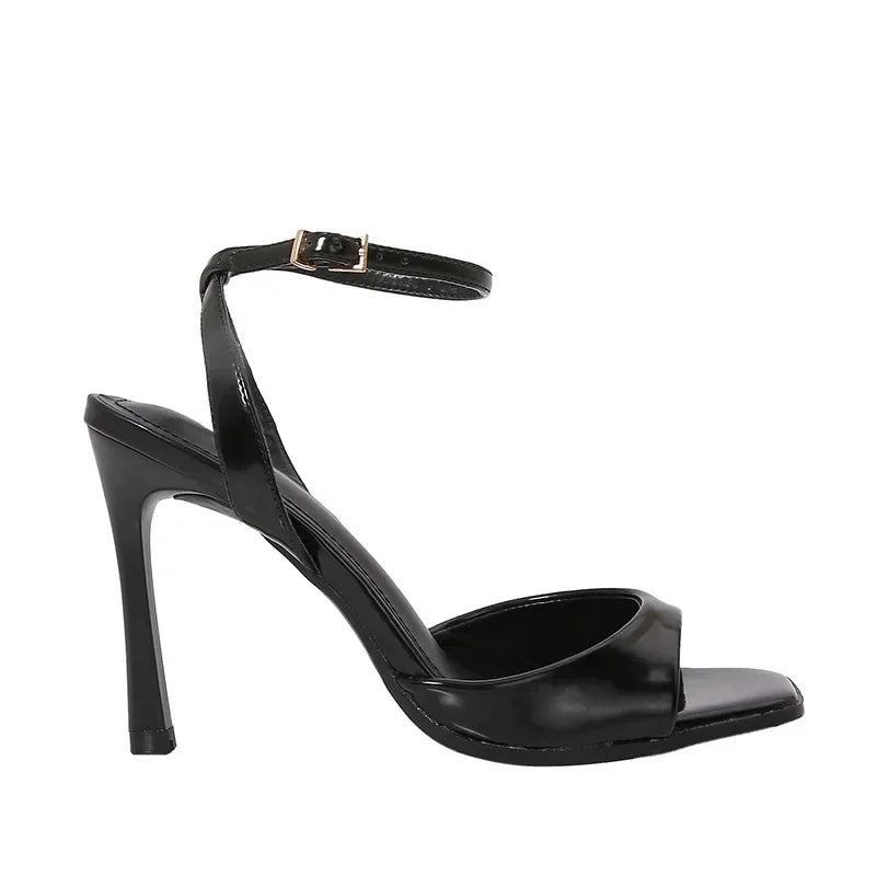 Elegant Ankle Strap High Heels Ladies Square Toe Fashion Party Dress Shoes Office Hollow Sexy Designer Brand Sandals Women Pumps
