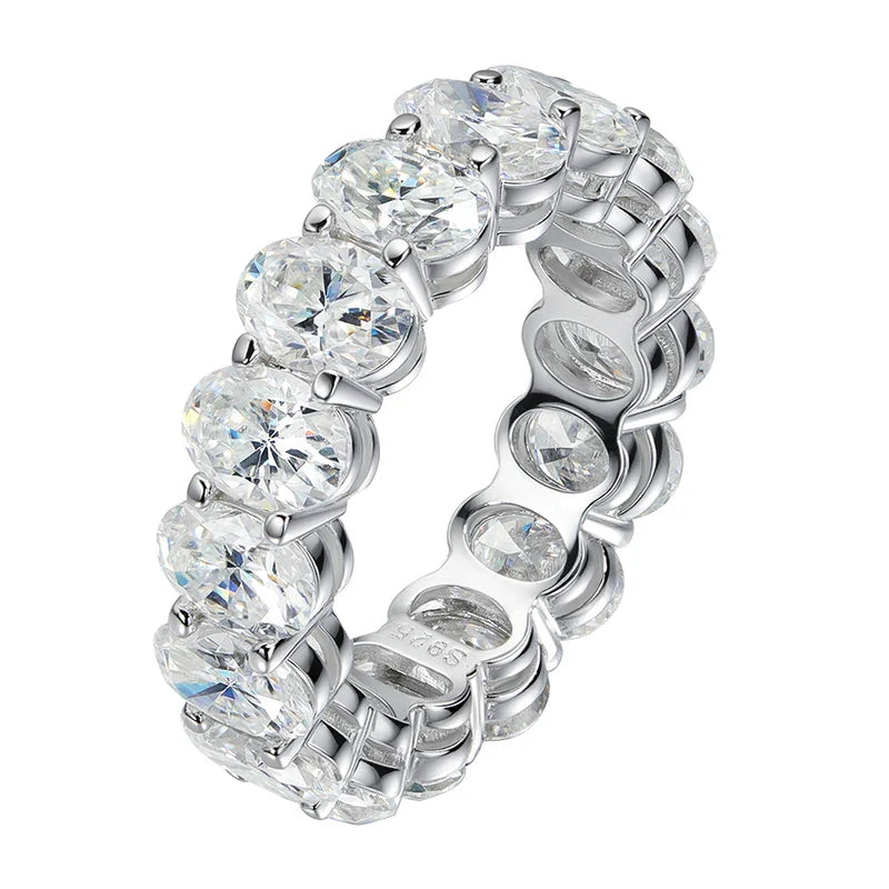 5*7mm Oval Cut Moissanite Ring for Women Full Eternity Bands Lab Diamond Promise Jewelry Pure S925 Silver Female Rings