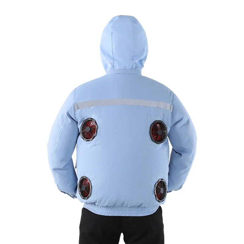 New Casual Loose Cooling Electric Fan Air Conditioning Suit Men Construction Site Outdoor Work Suit With 4 Fans Cooling Coat
