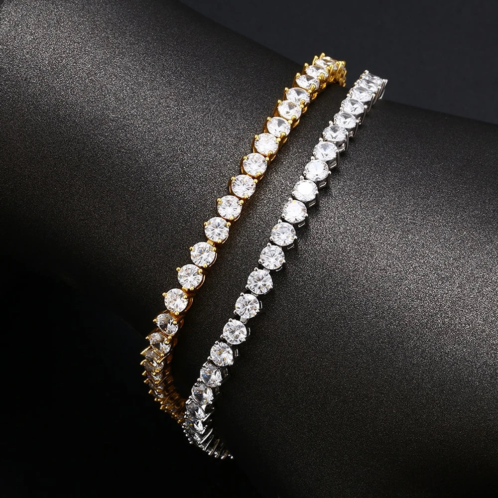 3/4/5mm  Moissanite Tennis Necklaces for Women Men 925 Sterling Silver 3-Prong Setting Diamond Riviera Necklace With Certificate