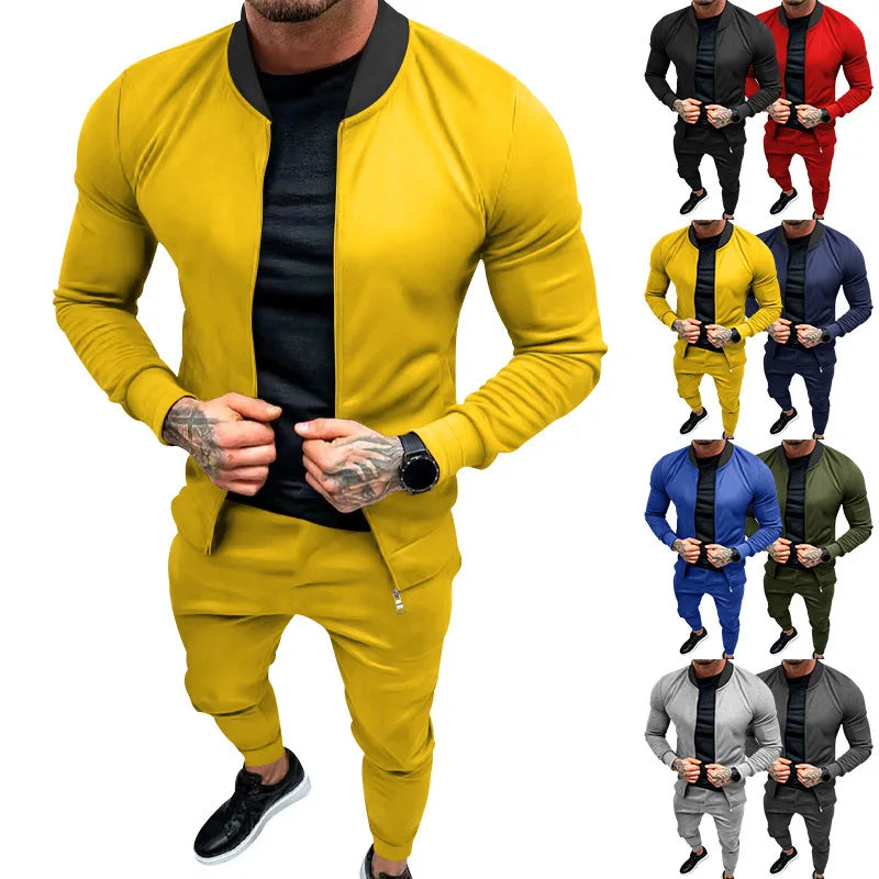 2025 Men's Fitness Sports Style Outdoor Casual Zipper Set In Stock