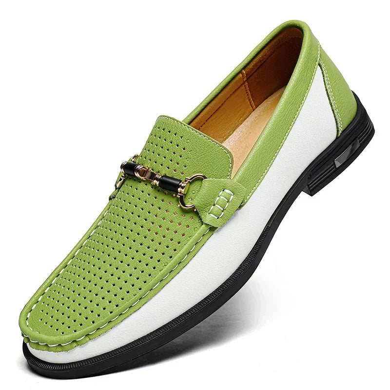Trendy High Quality Genuine Leather Shoes for Men Summer Breathable Men's Casual Loafers Plus Size 47 Slip-on Driving Shoes Man
