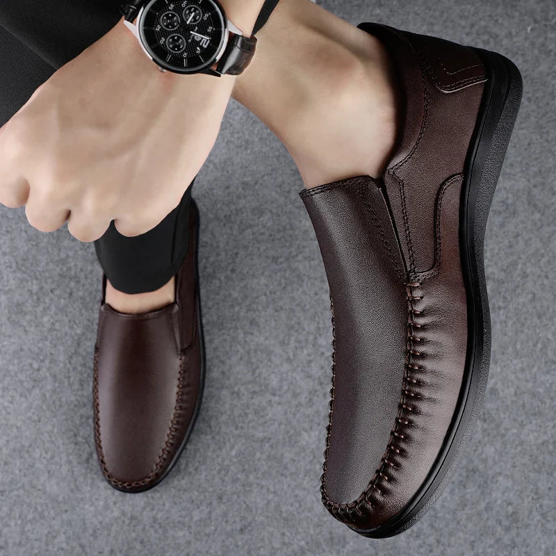 Genuine Leather Men's Loafers Soft Cowhide Men Casual Shoes Luxury Brand Male Driving Footwear Slip-on Flats Handmade Moccasins