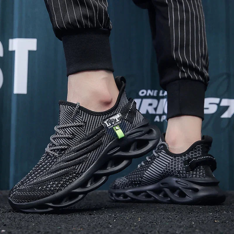 Men Sports Running Black Jogging Shoes Casual Sneakers Outdoor Breathable Mesh Women Light Shock-absorption Sneakers Man