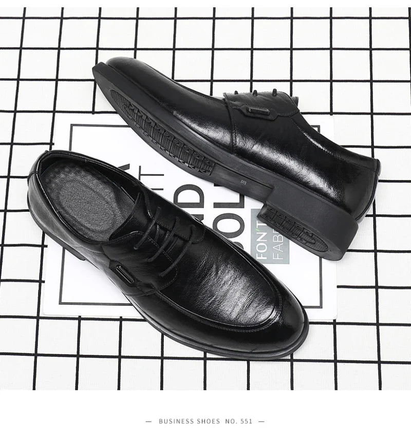 Brown Leather Dress Shoes British Style Lace Up Formal Business Footwear Groom Wedding Shoes Low Top Comfortable Office Shoes