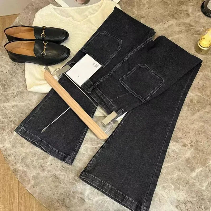 بنطلون جينز بخصر عالٍ وواسع مغسول