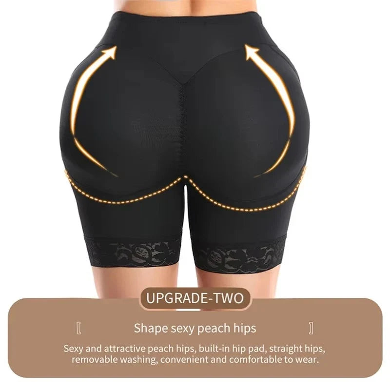 Women Fake Booty Hip Enhancer Fajas Women's Padded Butt Lifter Body Shaper with 2 Sponge Pads Tummy Control Shapewear Panties
