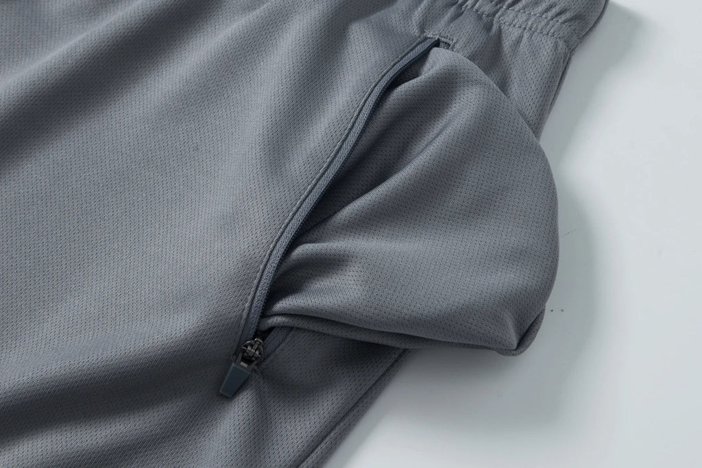 Men's Athletic Running Shorts Mesh Quick Dry Lightweight 5 inches Drawstring Gym Workout Shorts with Zipper Pockets