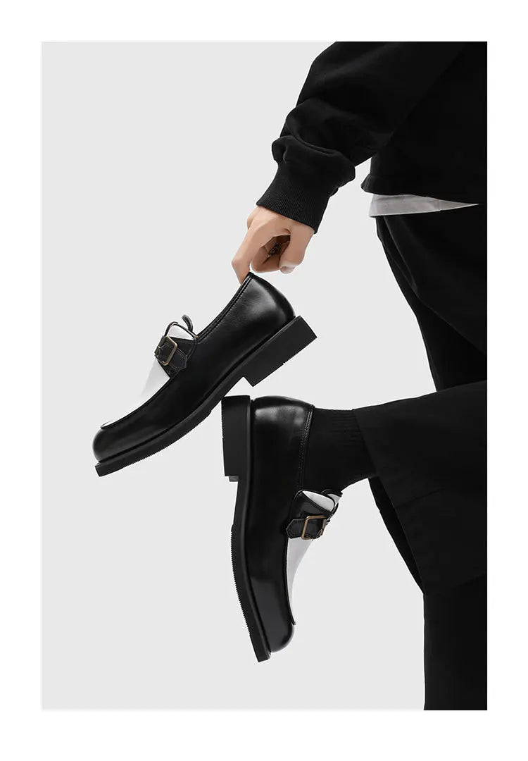 Business Men Loafers Black Brown Buckle Men Casual Button-up Thick-soled Anti-slip Fashion Brand Shoes Wedding Dress Shoes Men