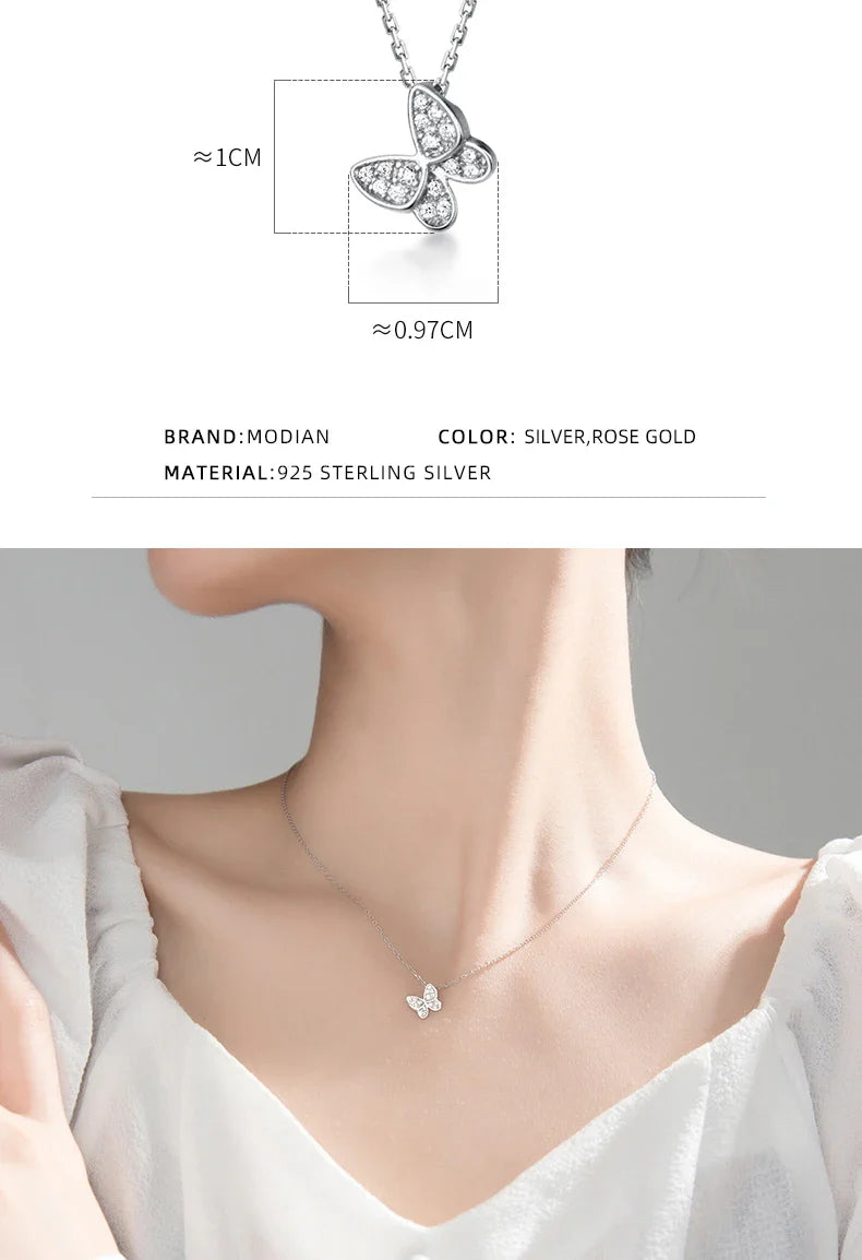 2025 New 925 Sterling Silver Sparkling Zircon Dancing Butterfly Tiny Mini Pendant for Women Fine Jewelry Birthday Gift