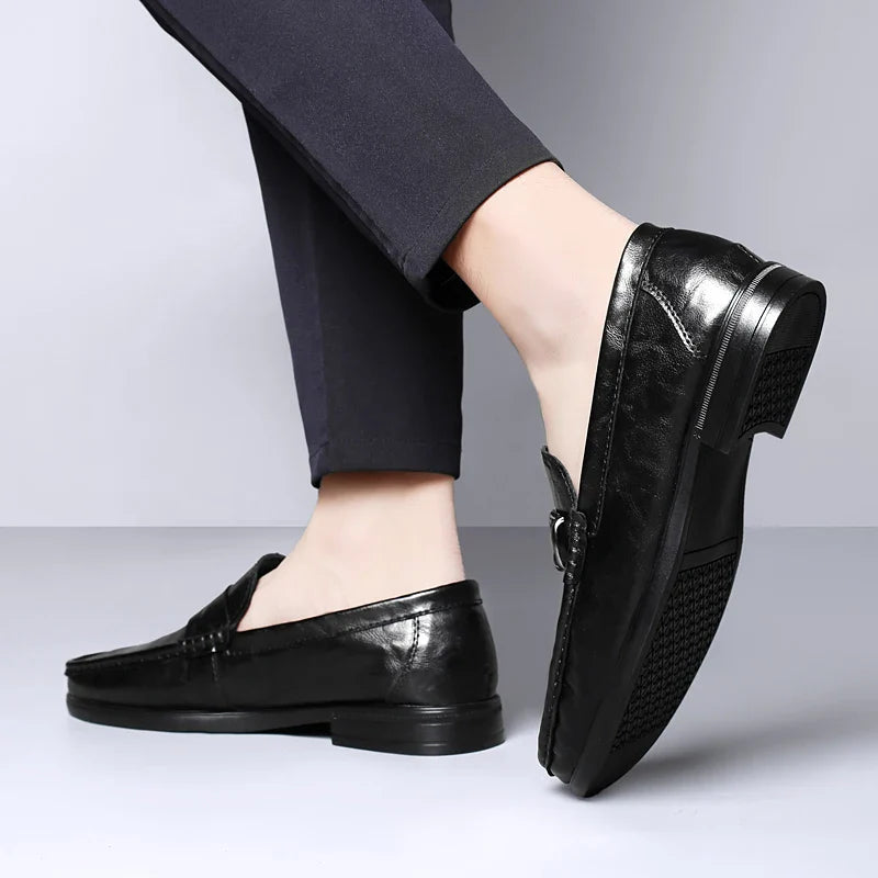 High Quality Men's Genuine Leather Loafers Handmade Casual Shoes Moccasins Slip on Walking Flats Versatile Male Business Shoes